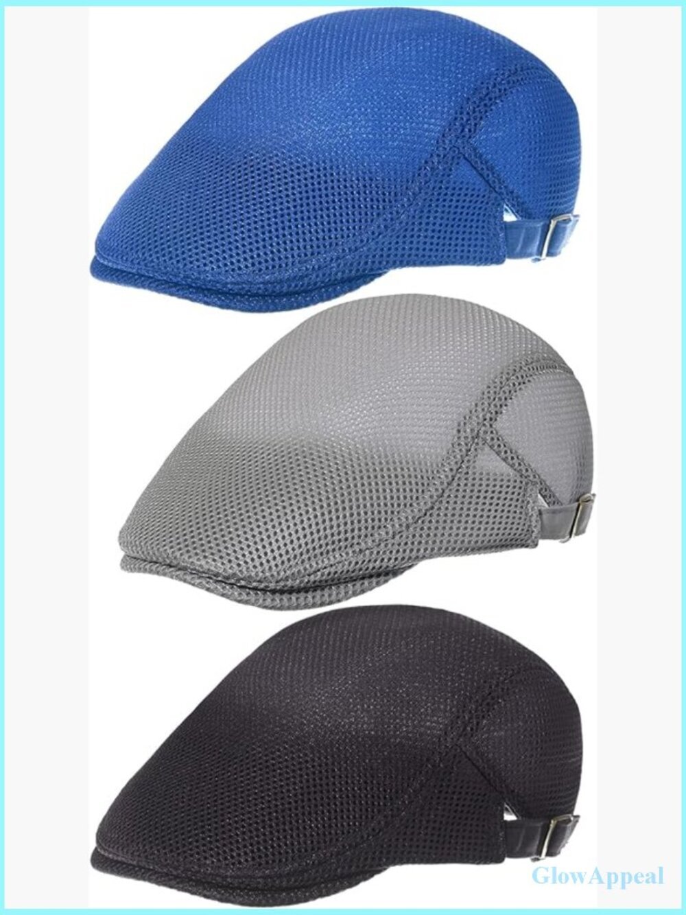 3 Pack Mesh Newsboy Caps Adjustable Summer Beret Hats for Outdoor